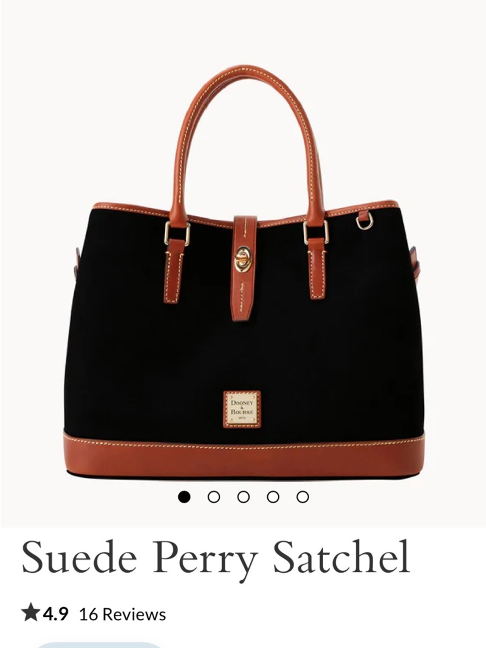 Dooney & Bourke Black Suede Satchel with Brown Leather Trim